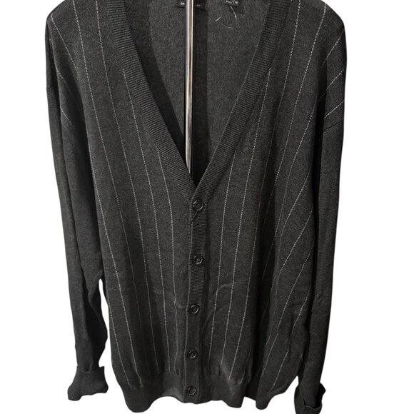 Mens Greg Norman Cardigan Charcoal Pinstripe Sweater (XXL) NWT - Picture 2 of 6